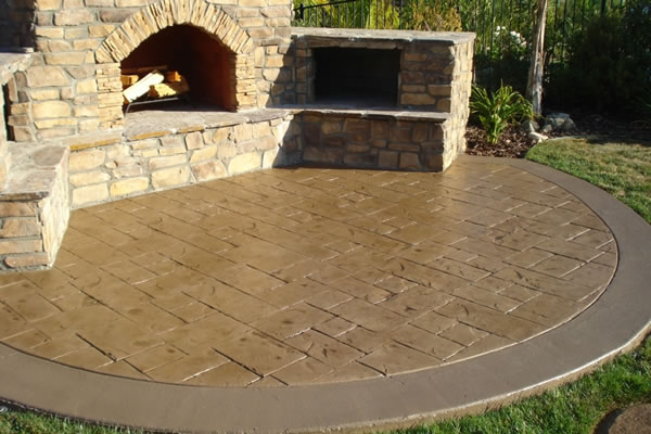 Colour stained bricks in barbeque area